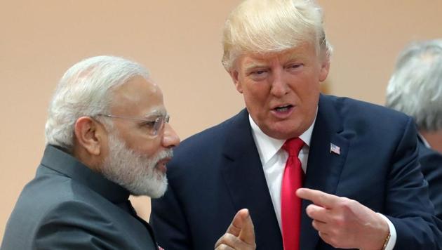 US President Donald Trump (right) talks with Prime Minister Narendra Modi as they attend a working session during the G20 summit in Hamburg, Germany, on July 8, 2017. (AFP FILE) US President Donald Trump (right) talks with Prime Minister Narendra Modi as they attend a working session during the G20 summit in Hamburg, Germany, on July 8, 2017. (AFP FILE)