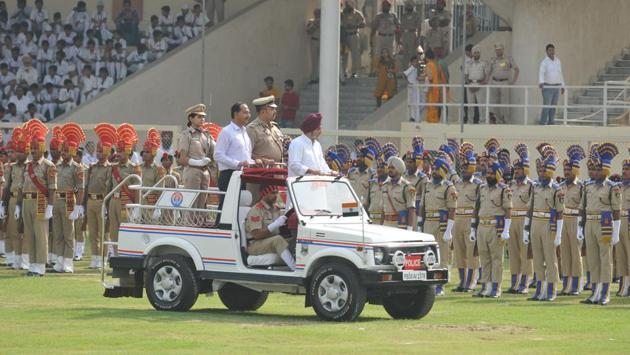 Rural development and Panchayat minister Tripat Rajinder Singh Bajwa inspects the prade during the 71st Independecne Day celebrations at Guru Gobind Singh Stadium in Jalandhar. (Pradeep Pandit/HT Photo) Rural development and Panchayat minister Tripat Rajinder Singh Bajwa inspects the prade during the 71st Independecne Day celebrations at Guru Gobind Singh Stadium in Jalandhar. (Pradeep Pandit/HT Photo)