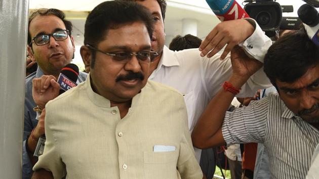 AIADMK leader Dinakaran attacked EK Palaniswami, who is still with the AIADMK (Amma), saying he got the chief minister’s post only because of Sasikala.(Ravi Choudhary/HT PHOTO)