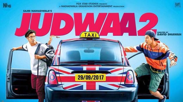 Varun Dhawan and Varun Dhawan in Judwaa 2’s first poster released on David Dhawan’s birthday.