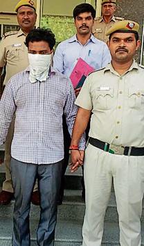 Lalit Kumar, who killed his 11-year-old brother-in-law, in Bhajanpura, in police custody. Kumar tried to mislead the police by trying to help the victim’s family in finding him. (HT Photo) Lalit Kumar, who killed his 11-year-old brother-in-law, in Bhajanpura, in police custody. Kumar tried to mislead the police by trying to help the victim’s family in finding him. (HT Photo)