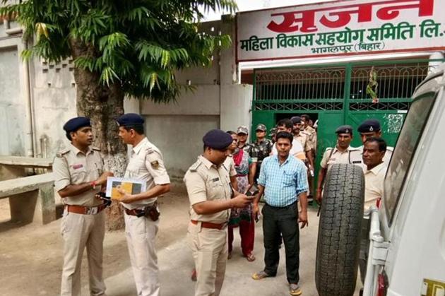 Police raiding the office of NGO Srijan in Bhagalpur to which government funds were found transferred. (HT File photo) Police raiding the office of NGO Srijan in Bhagalpur to which government funds were found transferred. (HT File photo)