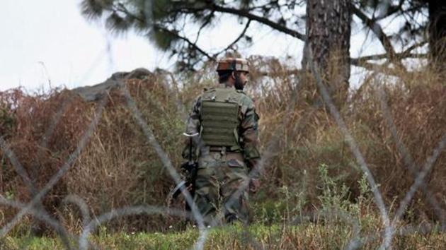 An army jawan patrols the Line of Control (LoC) in Poonch district of Jammu and Kashmir in April. Forward posts and civilian areas in the district came under Pakistani fire on Wednesday. (PTI File Photo) An army jawan patrols the Line of Control (LoC) in Poonch district of Jammu and Kashmir in April. Forward posts and civilian areas in the district came under Pakistani fire on Wednesday. (PTI File Photo)