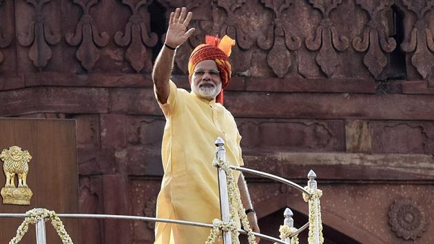 Prime Minister Narendra Modi on the occasion of Independence Day at Red Fort in New Delhi on Tuesday. (Sonu Mehta/HT file) Prime Minister Narendra Modi on the occasion of Independence Day at Red Fort in New Delhi on Tuesday. (Sonu Mehta/HT file)