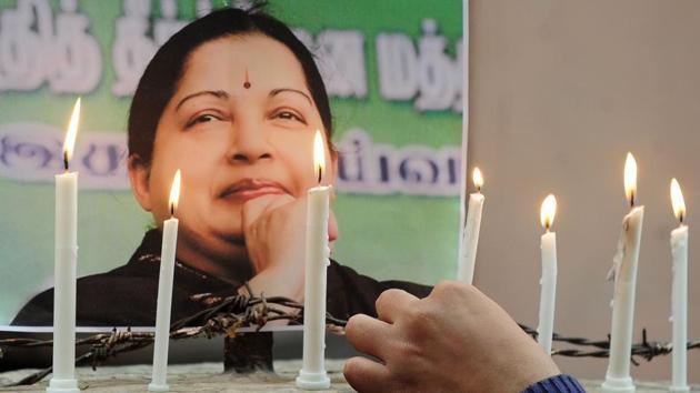 Supporters of former Tamil Nadu chief minister J Jayalalithaa pay tribute to her in Chennai. Jayalalithaa died in December last year.(AFP file) Supporters of former Tamil Nadu chief minister J Jayalalithaa pay tribute to her in Chennai. Jayalalithaa died in December last year.(AFP file)
