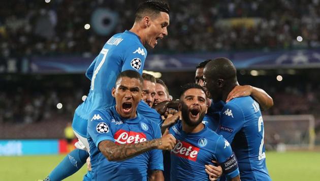 Napoli defeated Nice 2-0 in controversial circumstances in their first leg clash in the UEFA Champions League playoffs. (AP) Napoli defeated Nice 2-0 in controversial circumstances in their first leg clash in the UEFA Champions League playoffs. (AP)