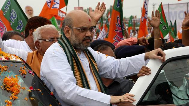 In the run up to the elections, Shah will soon appoint palaks (mentors) for the 120 Lok Sabha seats where the BJP has never won in the past. Most of them are in southern and north-eastern India.(HT File Photo)