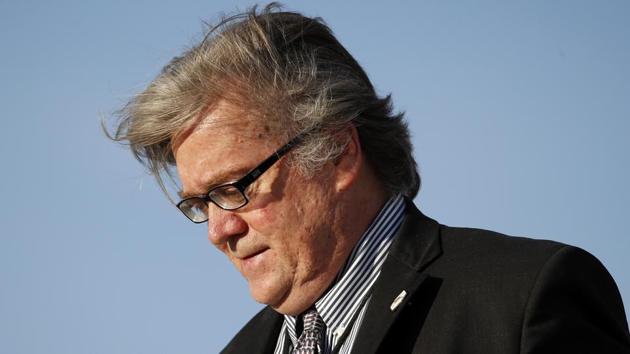 In this April 9, 2017, file photo, White House chief strategist Steve Bannon steps off Air Force One at Andrews Air Force Base, Md. (AP) In this April 9, 2017, file photo, White House chief strategist Steve Bannon steps off Air Force One at Andrews Air Force Base, Md. (AP)