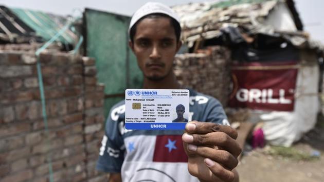 The United Nations High Commissioner for Refugees (UNHCR) has issued identity cards to about 16,500 Rohingya in India to help them prevent harassment, arbitrary arrests, detention and deportation. (Burhaan Kinu/HT PHOTO) The United Nations High Commissioner for Refugees (UNHCR) has issued identity cards to about 16,500 Rohingya in India to help them prevent harassment, arbitrary arrests, detention and deportation. (Burhaan Kinu/HT PHOTO)