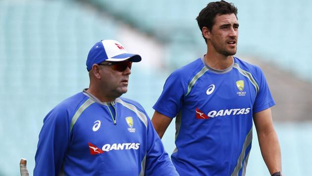 Mitchell Starc and coach Darren Lehmann (L) during nets. Australia have rested Starc for the limited overs series in India in September-October 2017. (REUTERS) Mitchell Starc and coach Darren Lehmann (L) during nets. Australia have rested Starc for the limited overs series in India in September-October 2017. (REUTERS)