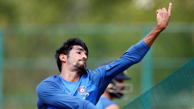 Jasprit Bumrah has an intense bowling session in the nets. (REUTERS) Jasprit Bumrah has an intense bowling session in the nets. (REUTERS)