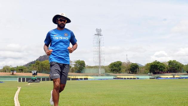 Shikhar Dhawan warms up during a practice session at the Rangiri Dambulla International Cricket Stadium in Dambulla. (AFP) Shikhar Dhawan warms up during a practice session at the Rangiri Dambulla International Cricket Stadium in Dambulla. (AFP)