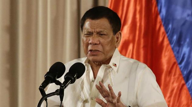 Philippine President Rodrigo Duterte gestures during the 19th Founding Anniversary of the Volunteers Against Crime and Corruption at the Malacanang Presidential Palace in Manila, Philippines on August 16. (AP FPhoto) Philippine President Rodrigo Duterte gestures during the 19th Founding Anniversary of the Volunteers Against Crime and Corruption at the Malacanang Presidential Palace in Manila, Philippines on August 16. (AP FPhoto)