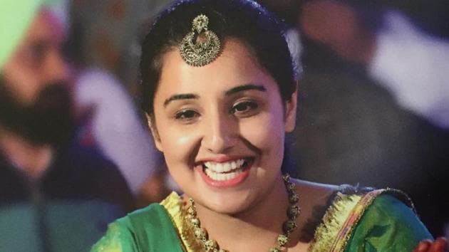 Smiling beauty: Samreet Sandhu is all smiles at the sangeet ceremony of my elder daughter at our house in Patiala. Samreet is our lifeline. She is studying masters in fashion technology and vocational development from Panjab University, Chandigarh. (Contributed by Harpal Singh Sandhu)