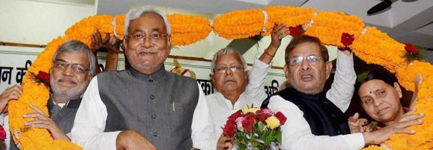 JD (U) ‘dissenter’ Sharad Yadav (second from right) with RJD chief Lalu Prasad and Bihar CM Nitish Kumar. (PTI file photo) JD (U) ‘dissenter’ Sharad Yadav (second from right) with RJD chief Lalu Prasad and Bihar CM Nitish Kumar. (PTI file photo)