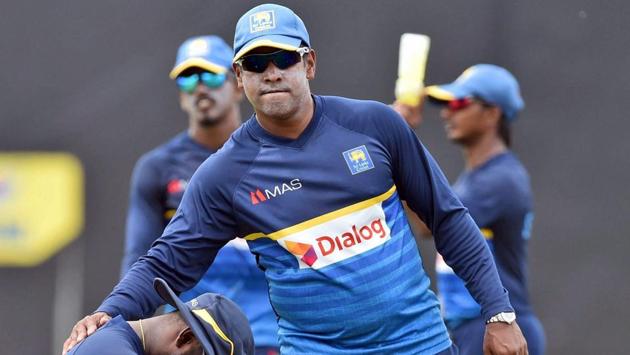 Former Sri Lanka pacer and current bowling coach Chaminda Vaas seen during the session on Saturday. (PTI) Former Sri Lanka pacer and current bowling coach Chaminda Vaas seen during the session on Saturday. (PTI)