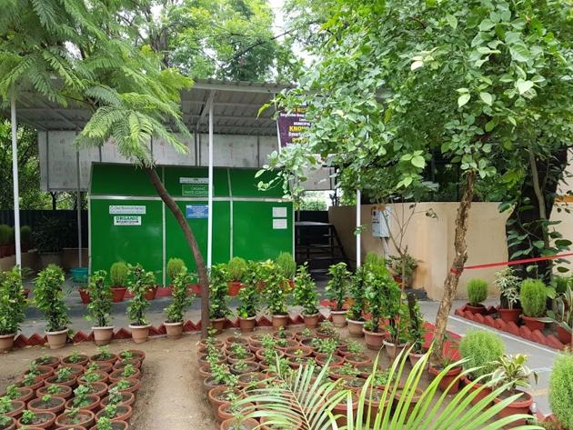 The society will use the compost from waste as manure to ensure proper maintenance of its green areas. (HT PHOTO) The society will use the compost from waste as manure to ensure proper maintenance of its green areas. (HT PHOTO)