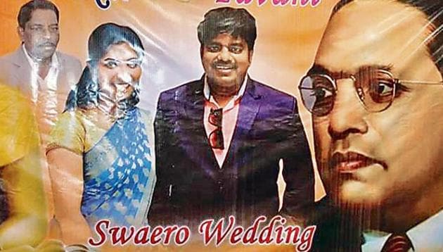 Andey Bhaskar carried the suffix Swaero while sending out wedding invitations.(HT Photo)
