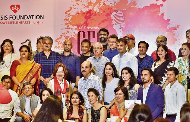 Top corporates who took part in the event titled ‘CEOs sing for GF kids’ in Gurgaon on Saturday evening.(Sanjeev Verma/HT PHOTO)
