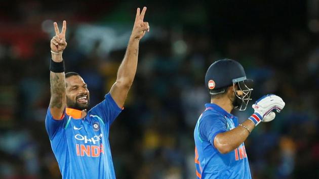 Dhawan blasted a century off just 71 balls, his fastest ODI ton as India tore the Sri Lankan bowlers apart. (REUTERS)