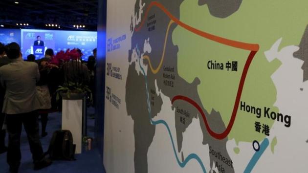 A map illustrating China's One Belt One road project – the silk road economic belt – on display at the Asian Financial Forum in Hong Kong, China, in January 2016. (Reuters File Photo) A map illustrating China's One Belt One road project – the silk road economic belt – on display at the Asian Financial Forum in Hong Kong, China, in January 2016. (Reuters File Photo)