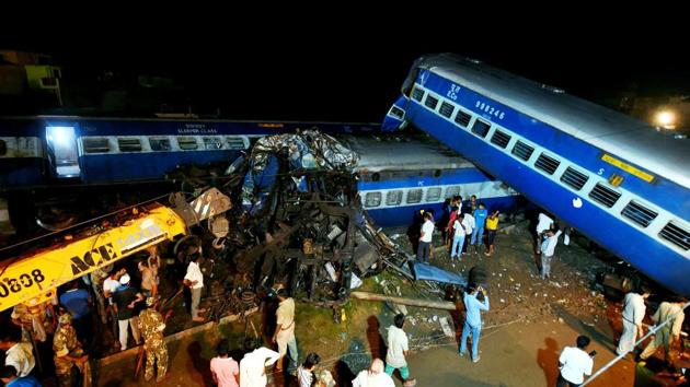 Coaches of the Puri-Haridwar Utkal Express train after it derailed in Khatauli near Muzaffarnagar on Saturday. (PTI) Coaches of the Puri-Haridwar Utkal Express train after it derailed in Khatauli near Muzaffarnagar on Saturday. (PTI)