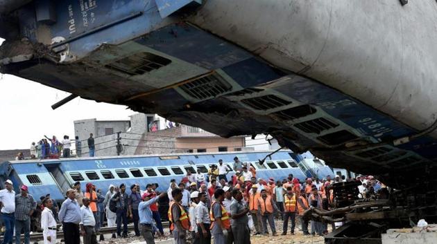 A mangled coach of the Puri-Haridwar Utkal Express in Khatauli near Muzaffarnagar. (PTI Photo) A mangled coach of the Puri-Haridwar Utkal Express in Khatauli near Muzaffarnagar. (PTI Photo)