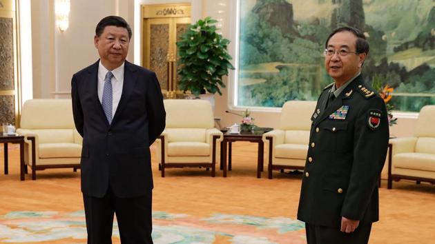 China's President Xi Jinping (L) and General Fang Fenghui, chief of the general staff of the Chinese People's Liberation Army.R(AFP)