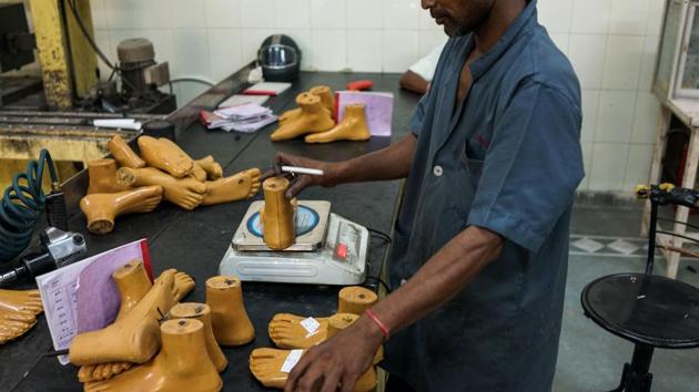 Keeping pace with technology the charity has also been involved in the creation of a self-lubricating, oil-filled nylon knee replacement that can be manufactured for $20, a mere fraction of the $10,000 charged for models elsewhere in the world. 3D printing is also an area being explored for the manufacturing of inexpensive artificial hands. (Chandan Khanna / AFP)
