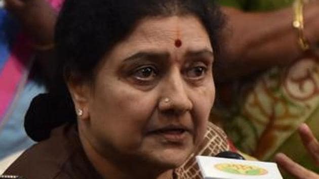 VK Sasikala tried to take control of the party after J Jayalalithaa’s death.(PTI file photo) VK Sasikala tried to take control of the party after J Jayalalithaa’s death.(PTI file photo)