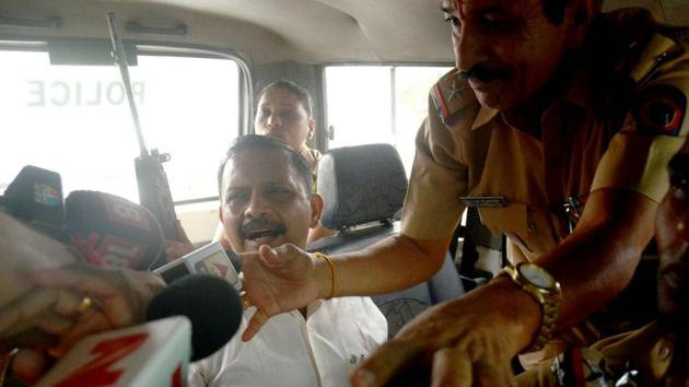 Lt Col Purohit outside the jail. (HT) Lt Col Purohit outside the jail. (HT)