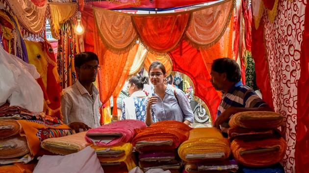 These curtains are used to decorate Bappa’s pandals. (Kunal Patil/HT Photo) 
