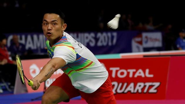 China's Lin Dan in action against Scotland's Kieran Merrilees during the first round of the BWF World Badminton Championships in Glasgow on Monday (REUTERS) China's Lin Dan in action against Scotland's Kieran Merrilees during the first round of the BWF World Badminton Championships in Glasgow on Monday (REUTERS)