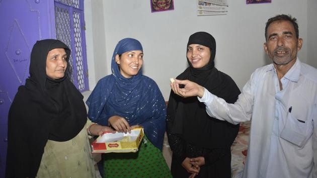 Women celebrate after the Supreme Court judgment on triple talaq in Ghaziabad on Tuesday. (HT Photo / Sakib Ali) Women celebrate after the Supreme Court judgment on triple talaq in Ghaziabad on Tuesday. (HT Photo / Sakib Ali)