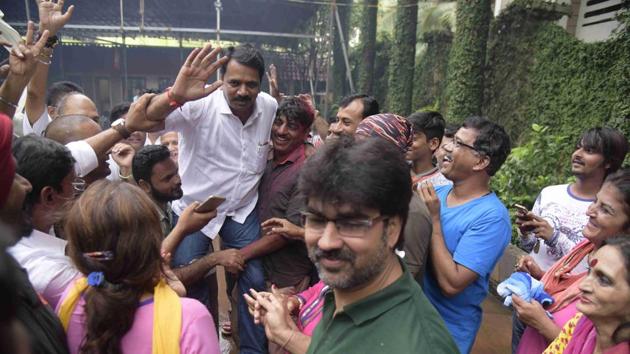 BJP’s celebration after the win. (HT) BJP’s celebration after the win. (HT)
