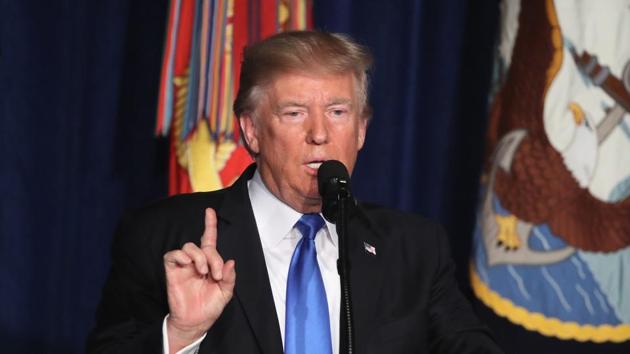US President Donald Trump delivers remarks on Americas military involvement in Afghanistan at the Fort Myer military base on August 21, 2017 in Arlington, Virginia.(AFP Photo) US President Donald Trump delivers remarks on Americas military involvement in Afghanistan at the Fort Myer military base on August 21, 2017 in Arlington, Virginia.(AFP Photo)