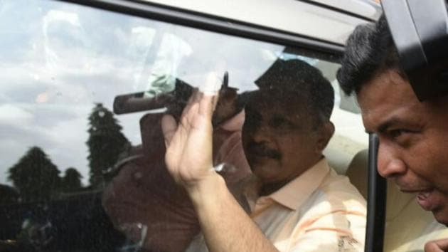 Lt Colonel Shrikant Purohit walks out of Taloja jail on Wednesday. (Bachchan Kumar) Lt Colonel Shrikant Purohit walks out of Taloja jail on Wednesday. (Bachchan Kumar)