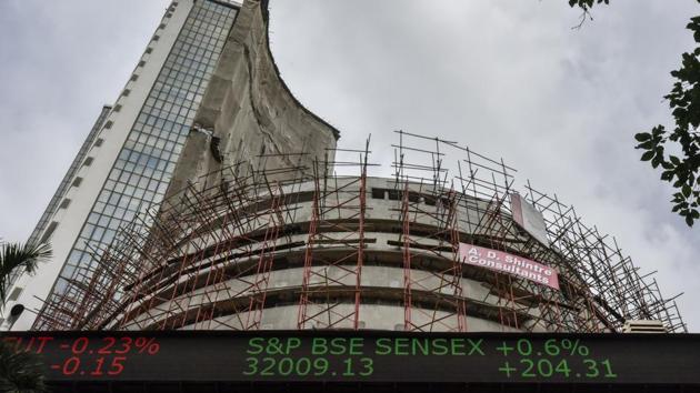 The digital broadcast on the facade of the Bombay Stock Exchange. (HT File Photo) The digital broadcast on the facade of the Bombay Stock Exchange. (HT File Photo)
