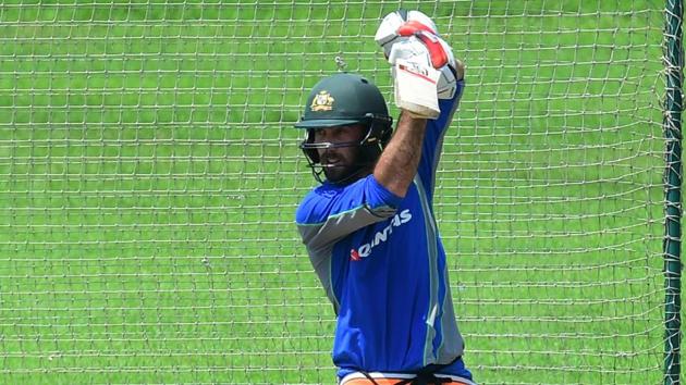 Australia cricket team all-rounder Glenn Maxwell during the nets session at the Sher-e-Bangla National Cricket Stadium in Dhaka on Tuesday. Australia will play Bangladesh national cricket team in the first Test starting on Sunday (August 27). (AFP) Australia cricket team all-rounder Glenn Maxwell during the nets session at the Sher-e-Bangla National Cricket Stadium in Dhaka on Tuesday. Australia will play Bangladesh national cricket team in the first Test starting on Sunday (August 27). (AFP)