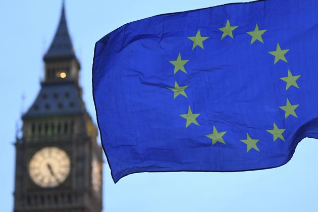 A European Union flag flying near the Big Ben in London on February 20, 2017. (AFP) A European Union flag flying near the Big Ben in London on February 20, 2017. (AFP)