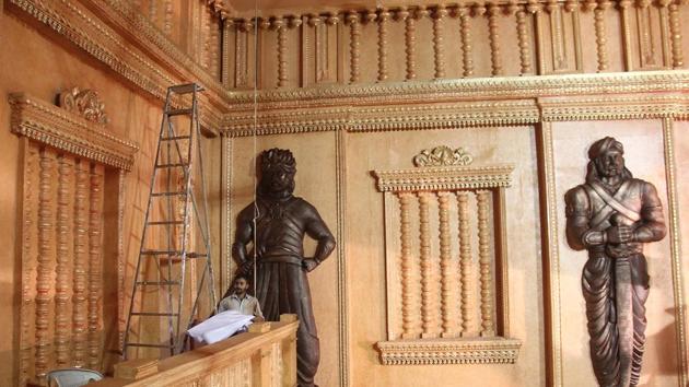 The interiors of Khetwadicha Raja. (Bhushan Koyande/HT PHOTO) 