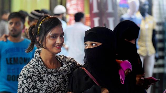 Muslim girls at a market in old Delhi. Tuesday’s verdict banning instant triple talaq came on a petition filed by Muslim women. (PTI photo) Muslim girls at a market in old Delhi. Tuesday’s verdict banning instant triple talaq came on a petition filed by Muslim women. (PTI photo)
