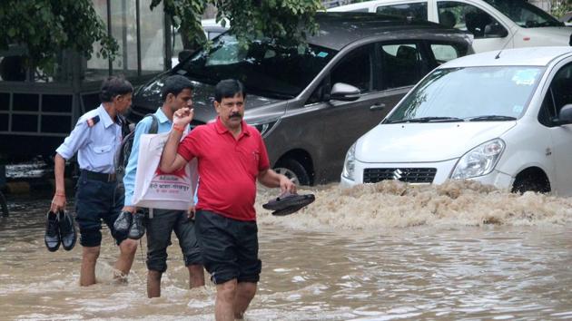 Waterlogging in Sector 38. (HT PHOTO) Waterlogging in Sector 38. (HT PHOTO)