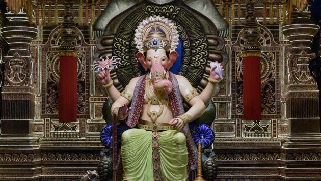 Lalbaugcha Raja in Parel (Kunal Patil/HT Photo) Lalbaugcha Raja in Parel (Kunal Patil/HT Photo)