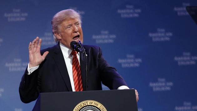 President Donald Trump speaks at the National Convention of the American Legion, Wednesday, Aug. 23, 2017, in Reno, Nev. (AP Photo) President Donald Trump speaks at the National Convention of the American Legion, Wednesday, Aug. 23, 2017, in Reno, Nev. (AP Photo)
