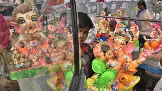 The festival is synonymous with the chants of ‘Ganpati Bappa Morya’ chanted by devotees in processions throughout the 10-day period, calling the deity back to their homes as soon as possible next year. Another icon of the festival is the rice flour based dumpling called Modak, considered a favourite of Ganesha, lending him the additional title of ‘Modakpriya’. (Raj K Raj/HT PHOTO)