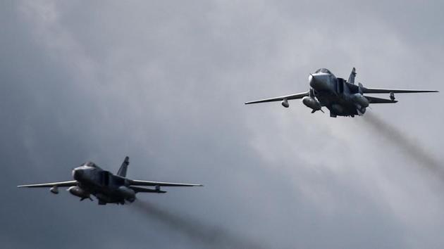 A file photo of Sukhoi Su-24 bombers at the Andreyevsky military polygon outside Tyumen, Russia on August 6. (REUTERS/ For representational purpose only)