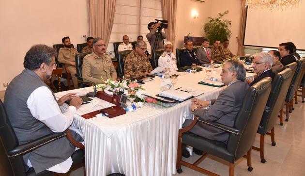 Prime Minister Shahid Khaqan Abbasi (left) heads a meeting of the National Security Committee in Islamabad on August 24, 2017. (AP) Prime Minister Shahid Khaqan Abbasi (left) heads a meeting of the National Security Committee in Islamabad on August 24, 2017. (AP)