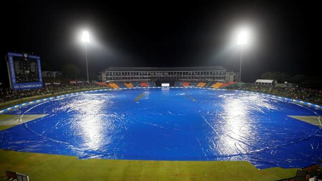 The match was halted ahead of India’s chase due to rain. When the match resumed, India were set a revised target of 231 from 47 overs. (REUTERS)