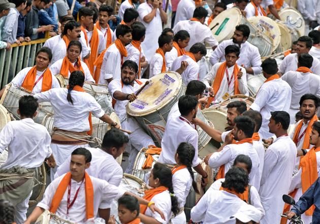 The PMC’s decision to limit the music to only dhol-tasha pathaks and not allow speakers or DJs made a difference during Ganeshotsav. (HT File Photo) The PMC’s decision to limit the music to only dhol-tasha pathaks and not allow speakers or DJs made a difference during Ganeshotsav. (HT File Photo)